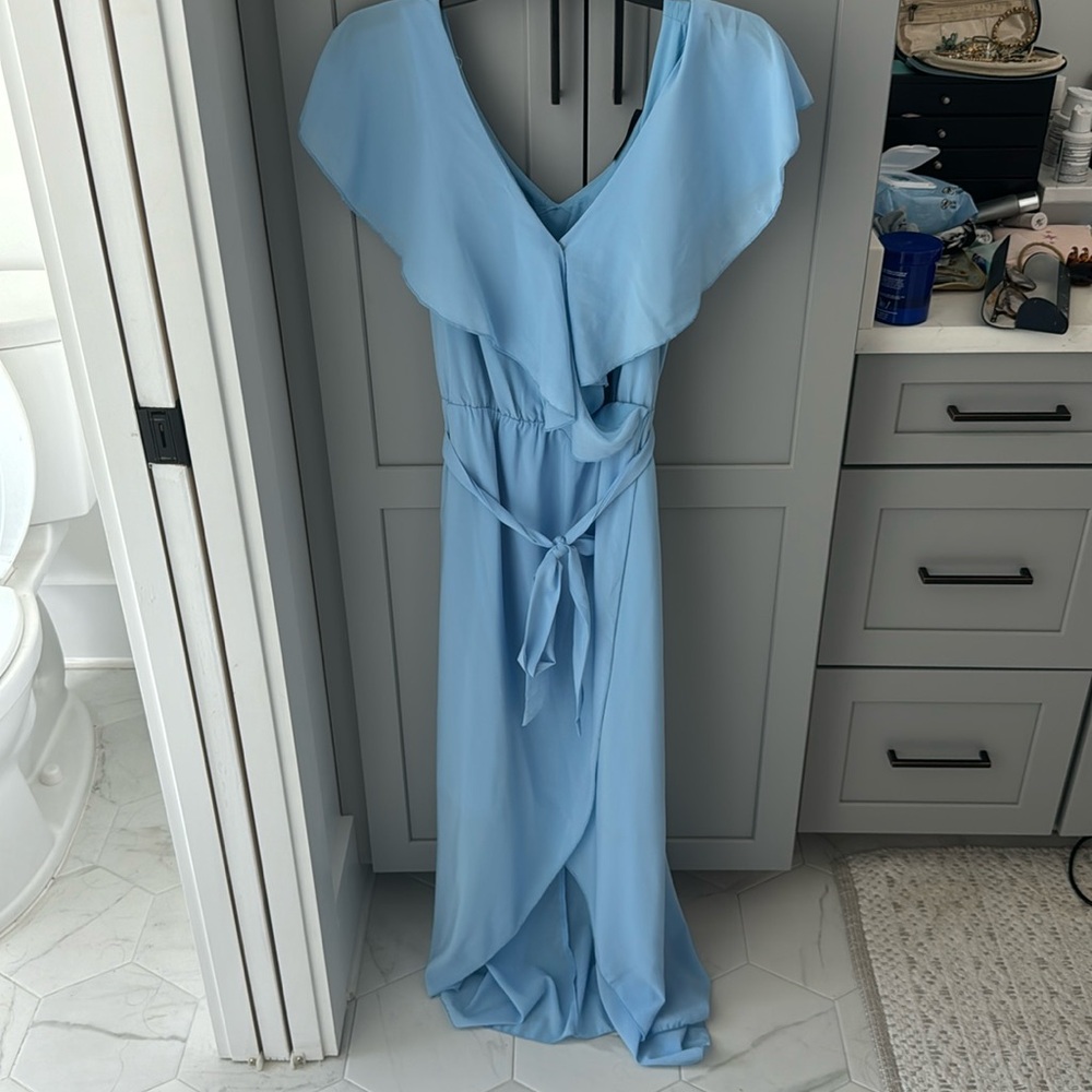 Light blue wrap dress